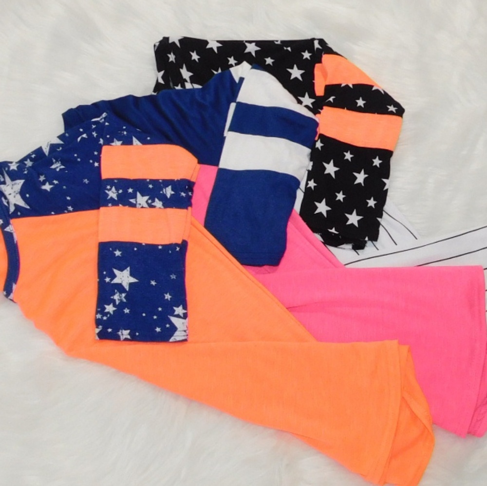 3 LG 3/4 sleeve pink, orange, black and white